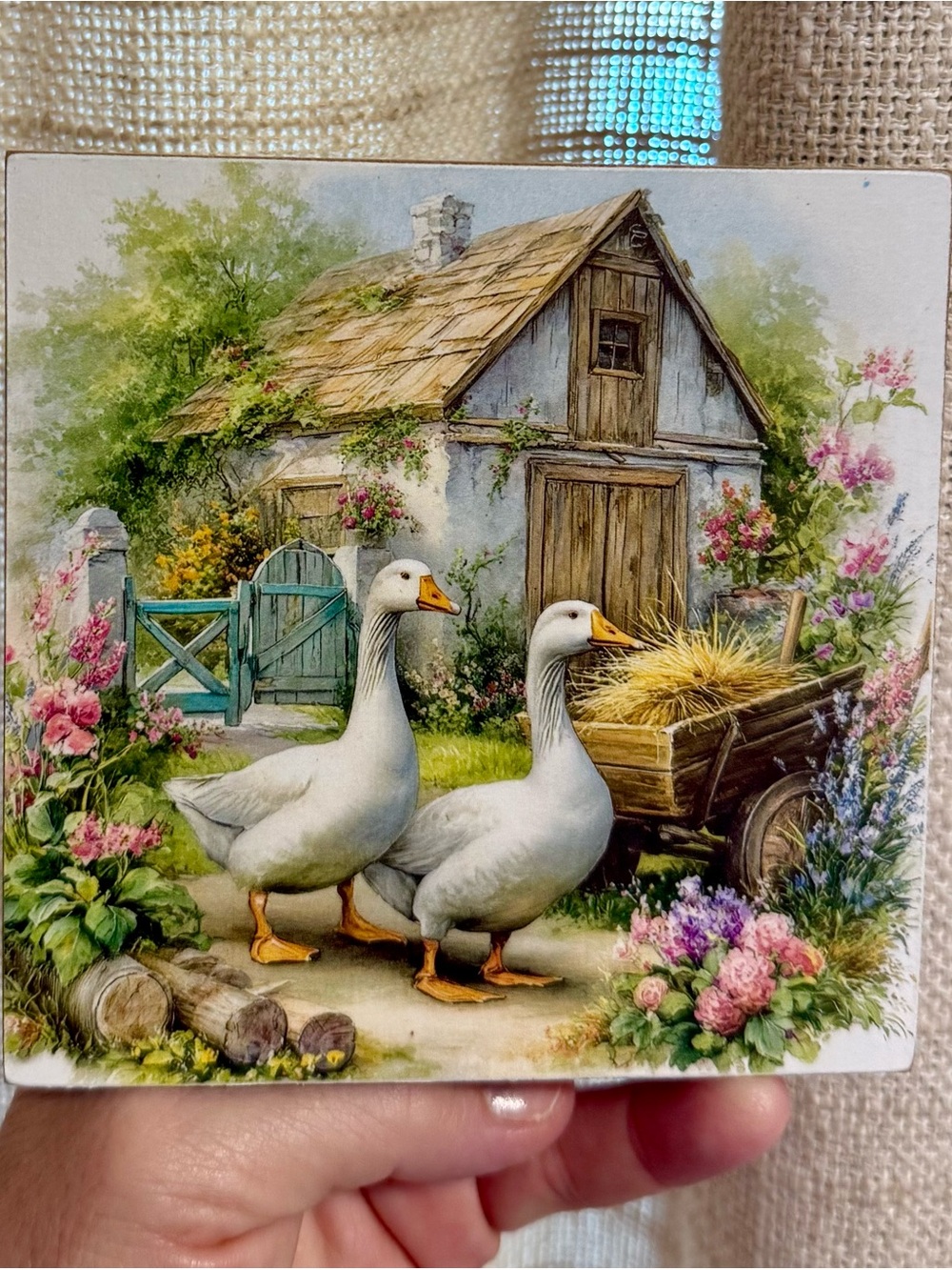 Vintage Country Farmhouse Goose
Wood Plaque Cottagecore Shelf Sitter
